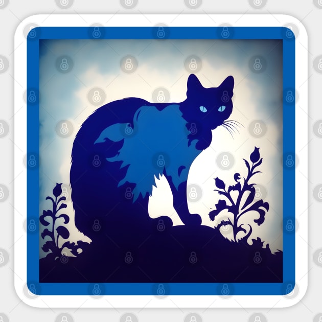 Royal Blue Cat silhouette Sticker by Spaceboyishere